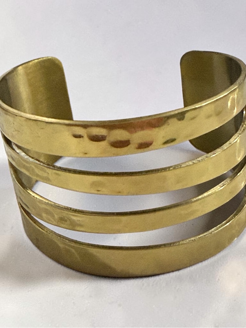 Gold Tone Hammered Multi-Band Cuff Bracelet - Picture 2 of 4